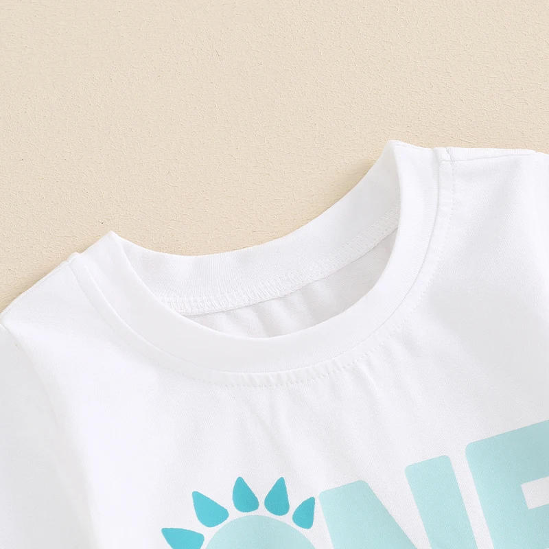 Description Picture 5 of itemKids Boys Shorts Set Short Sleeve Letters Print T-shirt with Elastic Waist Shorts Birthday Outfit Summer Outfit