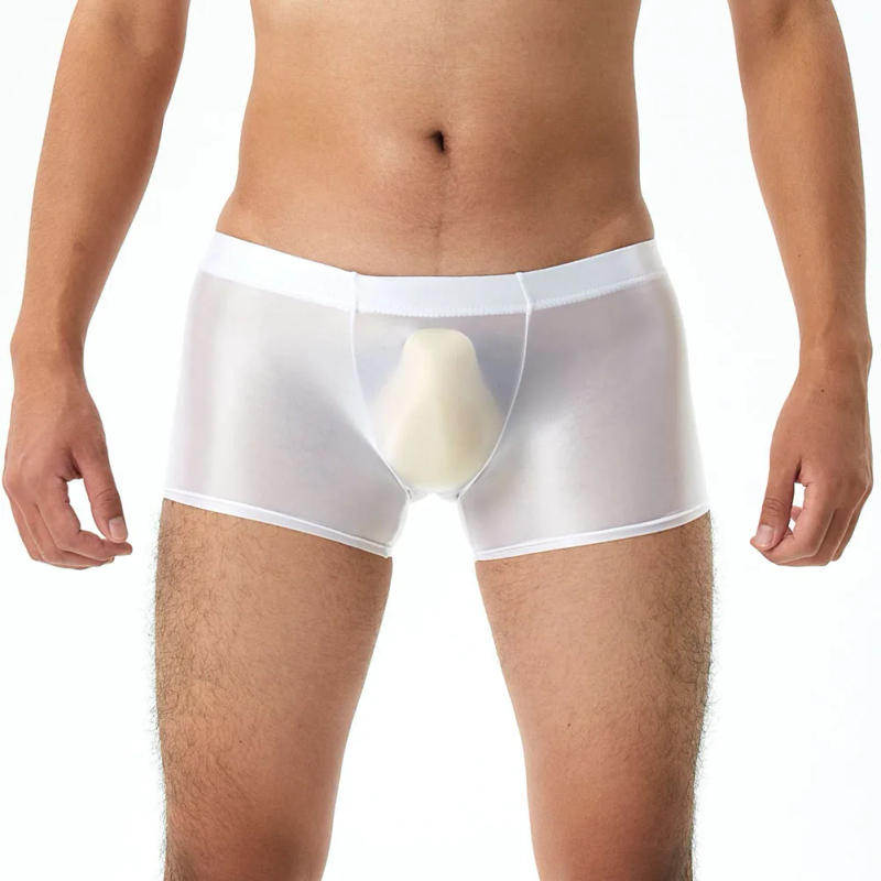 Description Picture 5 of itemSexy Men Boxers Oil Shiny Glossy Shorts Underwear Ultra-thin Translucent Panties Smooth Bottoms Trunks Tight Sport Leggings