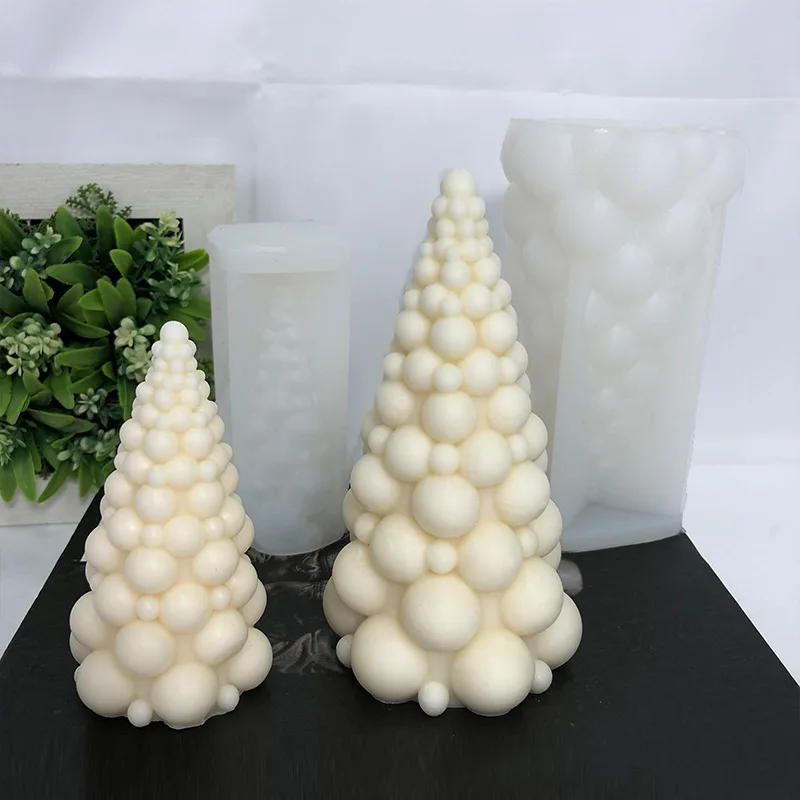 Description Picture 5 of item3D Bubble Christmas Tree Silicone Candle Mold Handmade Scented Candle Making Kit Gypsum Resin Soap Mould Christmas Decor Gifts