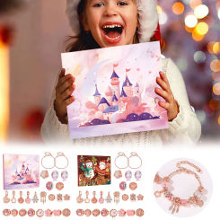 Christmas Advent Calendar Bracelets For Girls 24 Days Xmas Countdown Calendar DIY Jewelry Making Kit Party for Kids 4-8