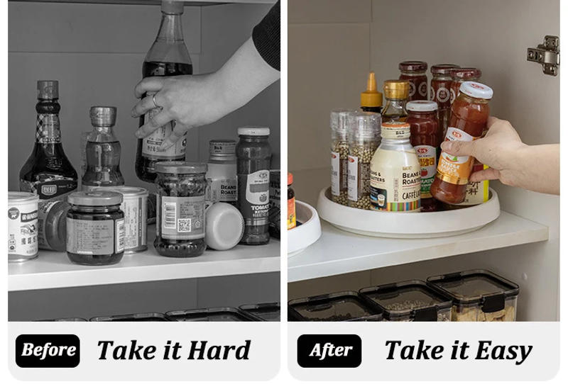 Description Picture 5 of item360 Degree Rotating Storage Shelf Bathroom Turntable Cabinet Non-Slip Organizer Tray Spice   Round Rack Plate for Kitchen Season