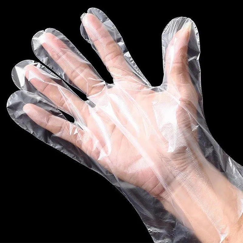 Description Picture 3 of item500/100pcs Disposable Gloves Food Grade Plastic Transparent Gloves for Restaurant Fried Chicken Pizza Gloves Kitchen Tableware