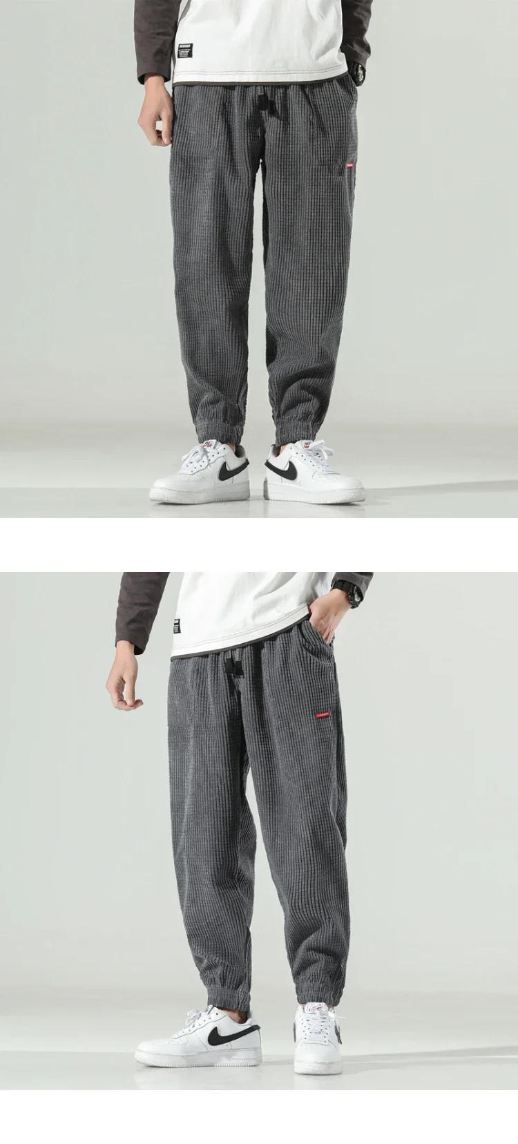 Description Picture 6 of itemMen's Trousers Cotton Corduroy Fashion Casual Pants Solid Color Loose Shorts Leggings Sweatpants Streetwear