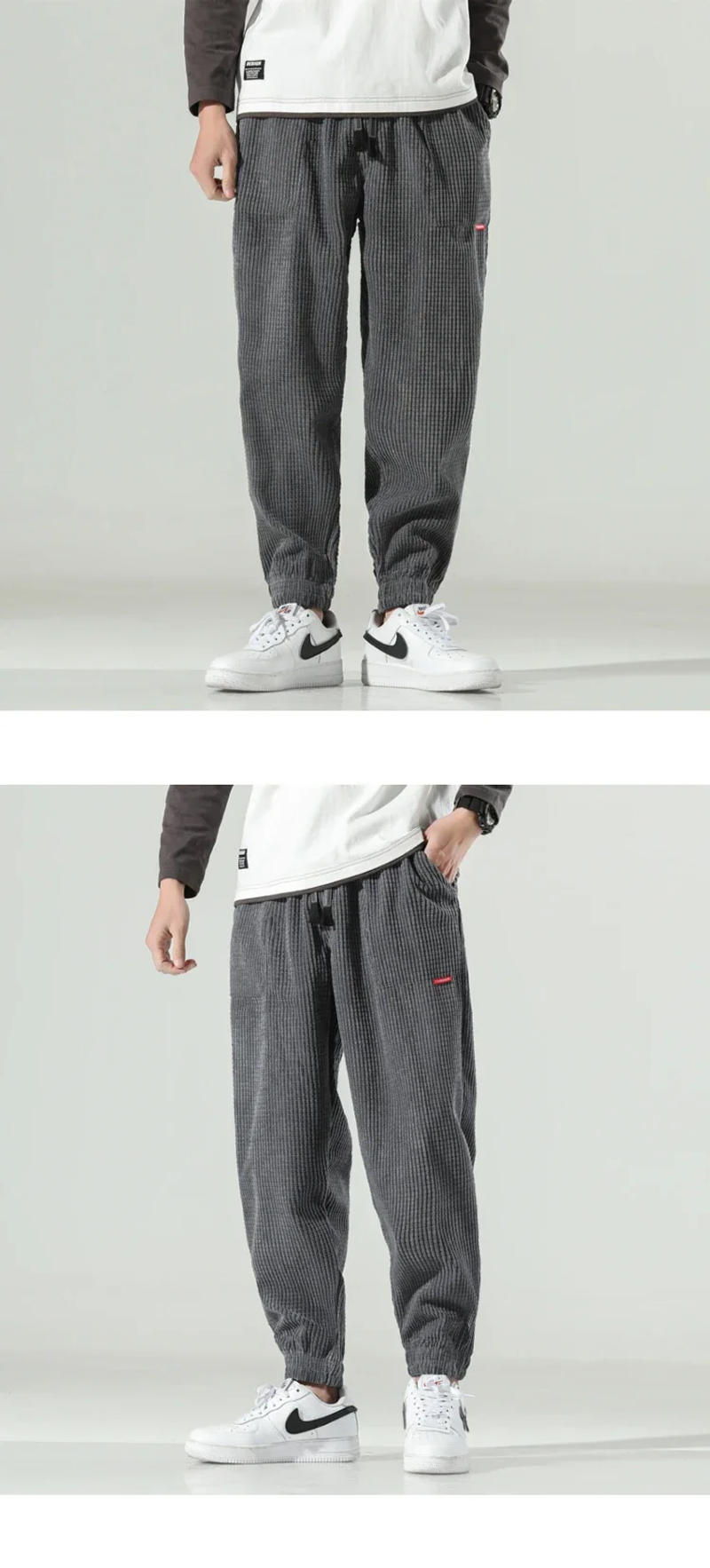 Description Picture 6 of itemMen's Trousers Cotton Corduroy Fashion Casual Pants Solid Color Loose Shorts Leggings Sweatpants Streetwear