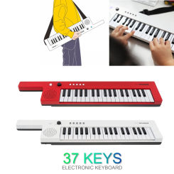 Rechargeable 37 Keys Guitar Electronic Organ Mini Key Board Children Piano with Shoulder Strap & Microphone Musical Gift
