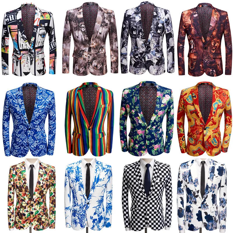 Description Picture 2 of itemMen Blazers Slim Custom Fashion Boys Men's 3D Graffiti Print Clothing Summer Jacket Man Oversize Daily Suits Tops