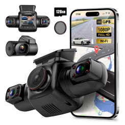 PRUVEEO 360 Degree View 4 Channel Dash Cam Front and Rear Inside Left Right, Dash Camera for Cars with CPL