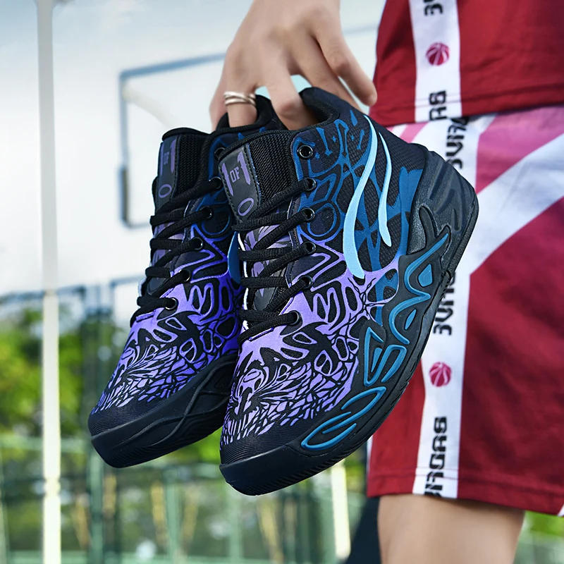 Description Picture 6 of itemMen Basketball Shoes Field Training High-top Comfortable Non-slip Sports Footwear Luxury Lace-up Flat Sneakers for Men