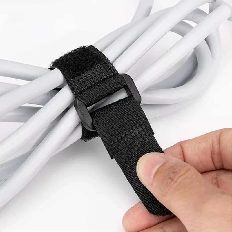 Description Picture 3 of itemReusable Fastening Cable Ties Nylon Hook Loop Adjustable Self-Adhesive Securing Strap Tape with Buckle Cable Cord Management