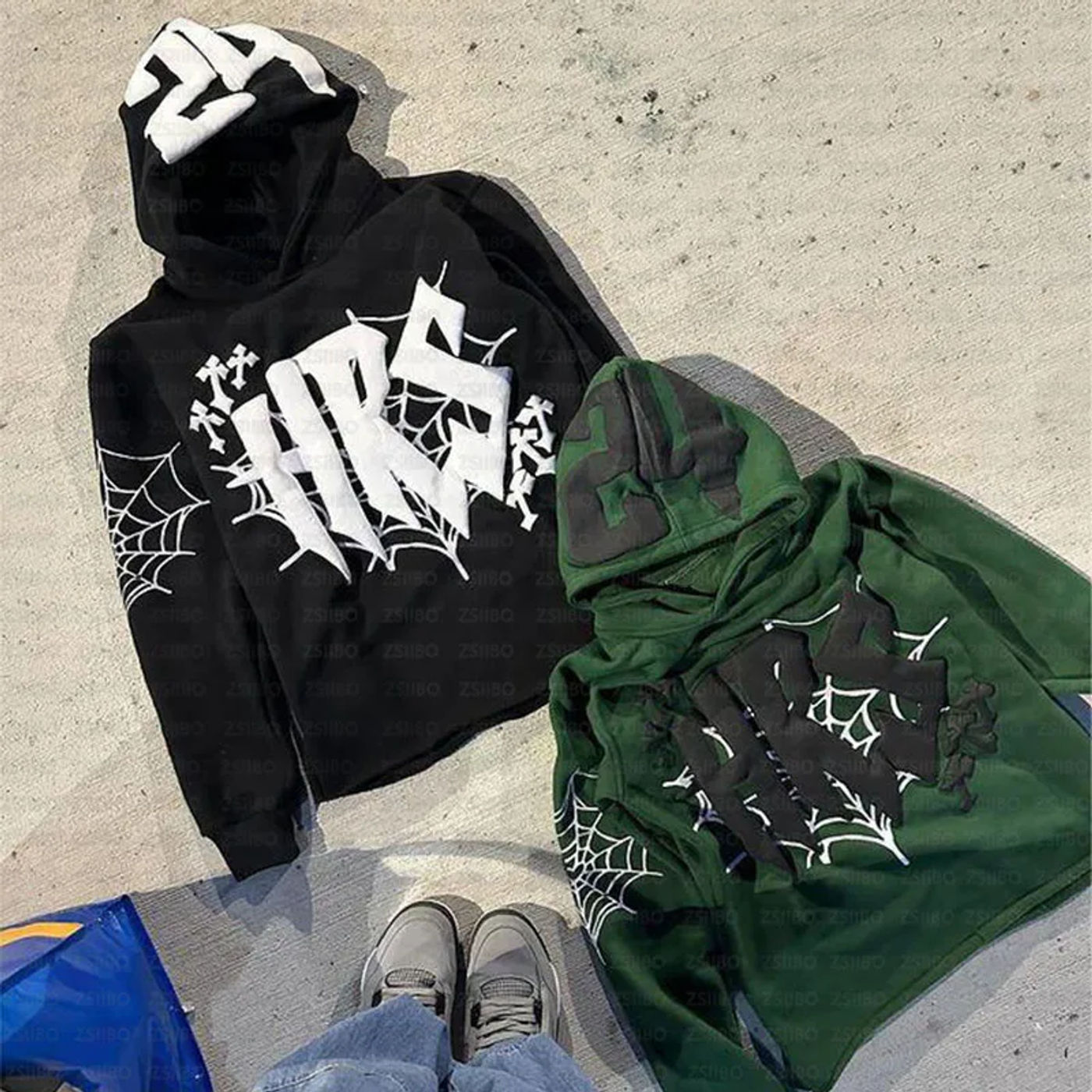 Description Picture 6 of itemOversized Goth hoodie Spider web print streetwear Y2K Clothing Goth punk Harajuku sweatshirt Hoodies hoodie women's casual loose