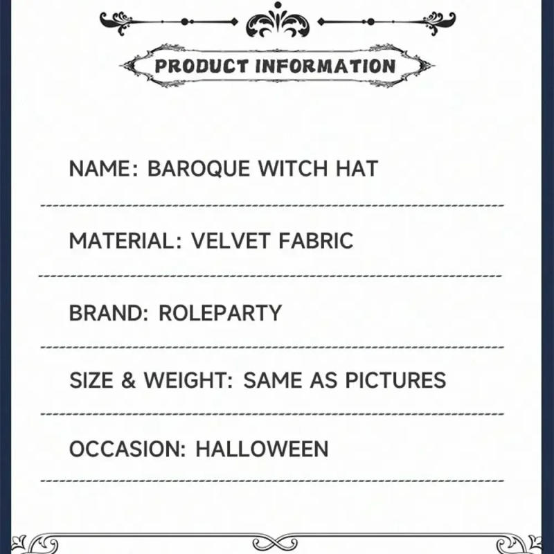 Description Picture 2 of itemVelvet Cloth Halloween Witch Hats Punk Gothic Queen Flower Wizard Cap Baroque Party Decoration Cosplay Dress Up Supplies Adult