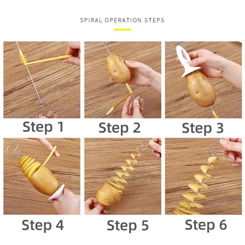 Description Picture 5 of itemSpiral Potato Cutter Twisted Slice Potato Tower Whirlwind Potato Cut Diy Creative Fruit And Vegetable Spiral Slicer For Kitchen
