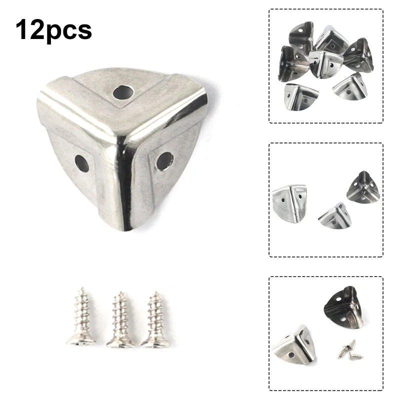 Description Picture 4 of item12pcs Decorative Jewelry Chest Wine Gift Box Wooden Case Antique Brass Golden Furniture Corner Protector Cover With Screws Nails