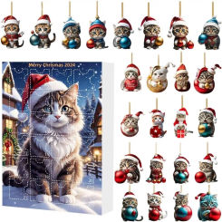 with 24 Cat Pendants Ornament Advent Calendar Christmas Hanging Ornament Acrylic Cat Advent Calendar Christmas Party Decor
