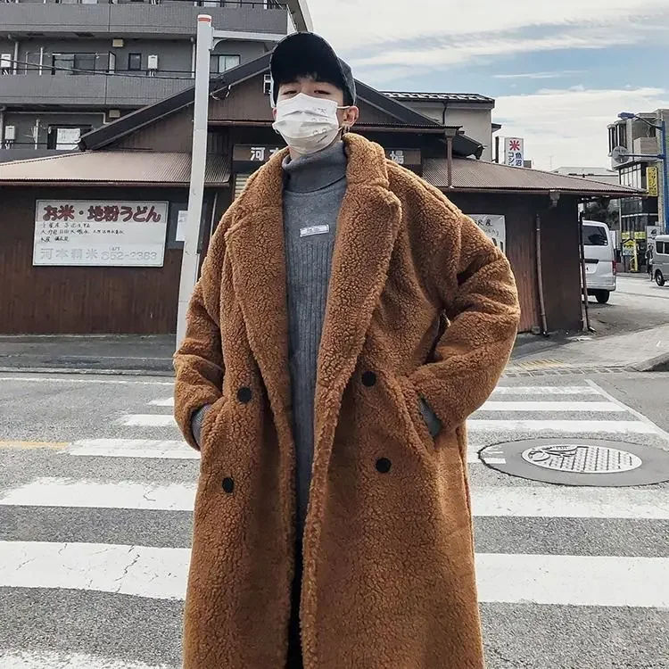 Lamb's Wool Thickened Cotton Long Coat