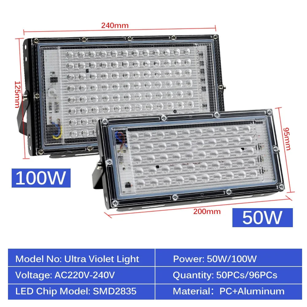 Description Picture 4 of itemFull Spectrum LED Grow Light Phyto Lamp AC 220V 50W 100W 200W with EU Plug for Greenhouse Hydroponic Plant Growth Lighting