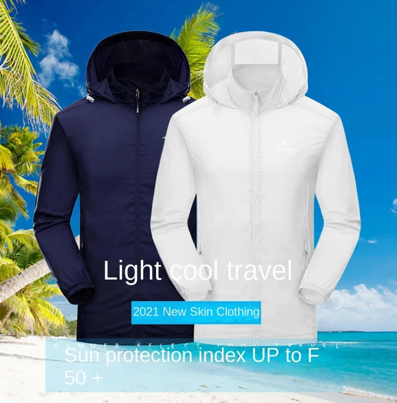 Description Picture 3 of item2024 Summer Loose plus Size Men's Sun Protection Coat Beach Outdoor Casual Light Thin Breathable and Uv-Resistant Hooded Jacket