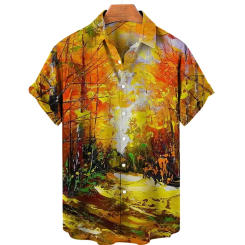 2022 New Hawaiian Shirts Men Women Oil Painting Floral Print Harajuku Style Casual Shirts Short Sleeve Summer Dress