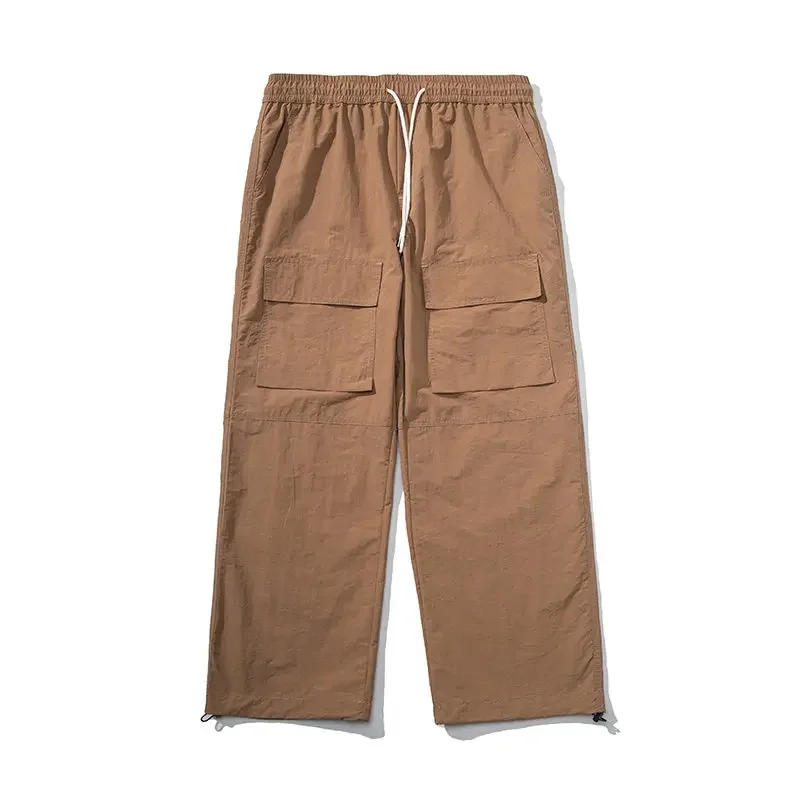 Description Picture 2 of itemMen Streetwear Fashion Loose Casual Outdoor Nylon Cargo Pants Man Wide Leg Cityboy Baggy Trouser Jogger Sweatpants