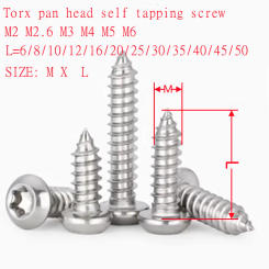 10-100pcs M2 M2.6 M3 M4 M5 M6 six-lobe torx round pan Head Self Tapping Screws 304 Stainless Steel  Tapping Wood Screw