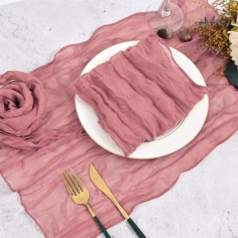 Description Picture 4 of item3PCS Green Napkins for Wedding Boho Gauze Table Napkins 50x50cm Serving Table Decor Dinner Towel Cocktail Napkins