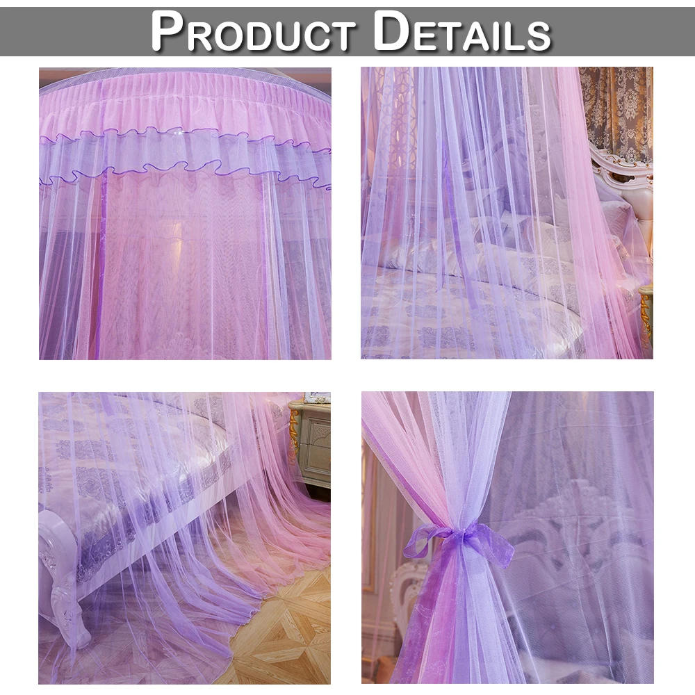 Description Picture 6 of itemBed Canopy Double Colors Hung  Mosquito Net Princess Bed Tent Curtain Foldable Canopy On The Bed Elegant Fairy Lace Dossels D30