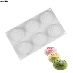Round Whirlpool Silicone Soap Mold 6 Cavities Mousse Cake Mould Handmade Soap Molds DIY Craft Mould