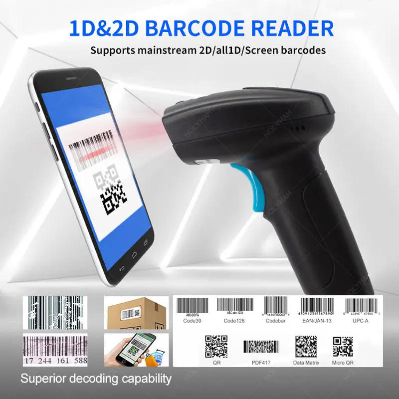 Description Picture 5 of itemPortable U2 wired 2D U2W 2D Wireless Barcode Scanner Reader U2B Handheld Bluetooth QR Code Scanner 1D Barcode Reader for PDF417