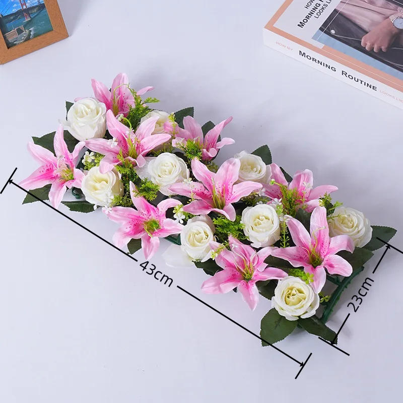 Description Picture 2 of itemNew Artificial Flowers DIY Artificial Rose Flower Row Wedding Table Centerpiece Flowers Backdrop Wall Arches Decor Party Stage