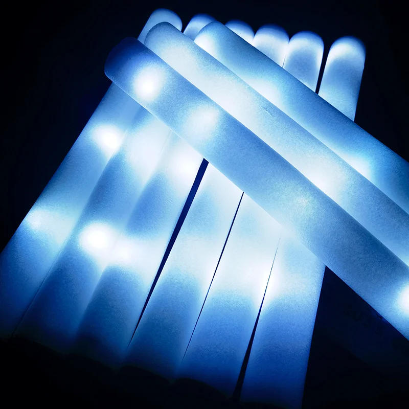 Description Picture 4 of item10/30pcs White LED Foam Glow Sticks Light up Foam Stick Wedding Wand 3 Flashing Modes Glow in The Dark Party Birthday Supplies