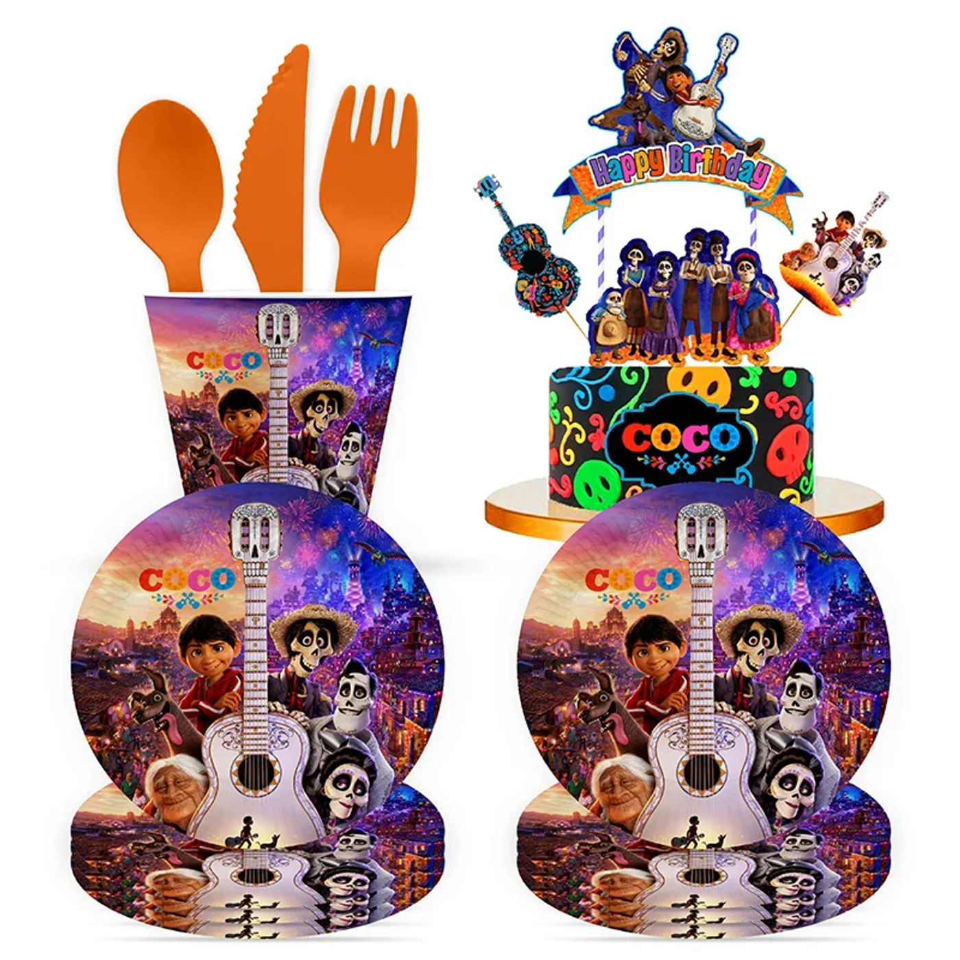 Description Picture 2 of itemCoco Theme Paper Cup Bag Plate Tablecloth Straw Blowout Balloon Banner Cake Topper Card Show Party Decoration Supply Favor Gift