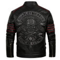 Embroidery 2024 Skull Motorcycle Jackets Real Cowhide Genuine Leather Mens Riding Motor Biker Men Coat