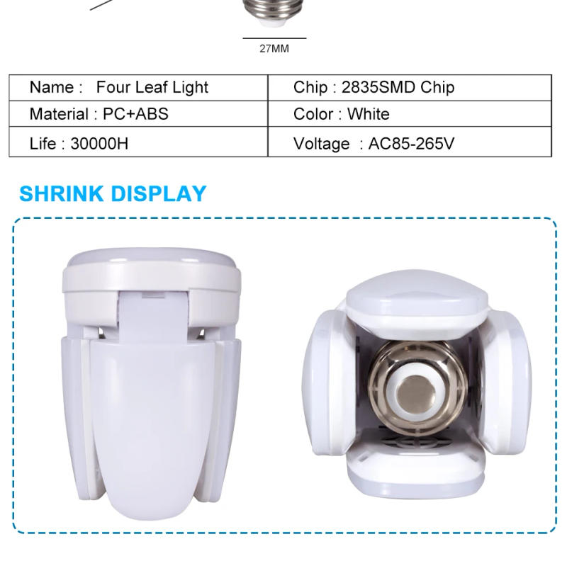 Description Picture 4 of item28W E27 LED Bulb Fan Blade Timing Lamp AC85-265V Foldable Led Light Bulb Lampada For Home Ceiling Light With Remote Controller