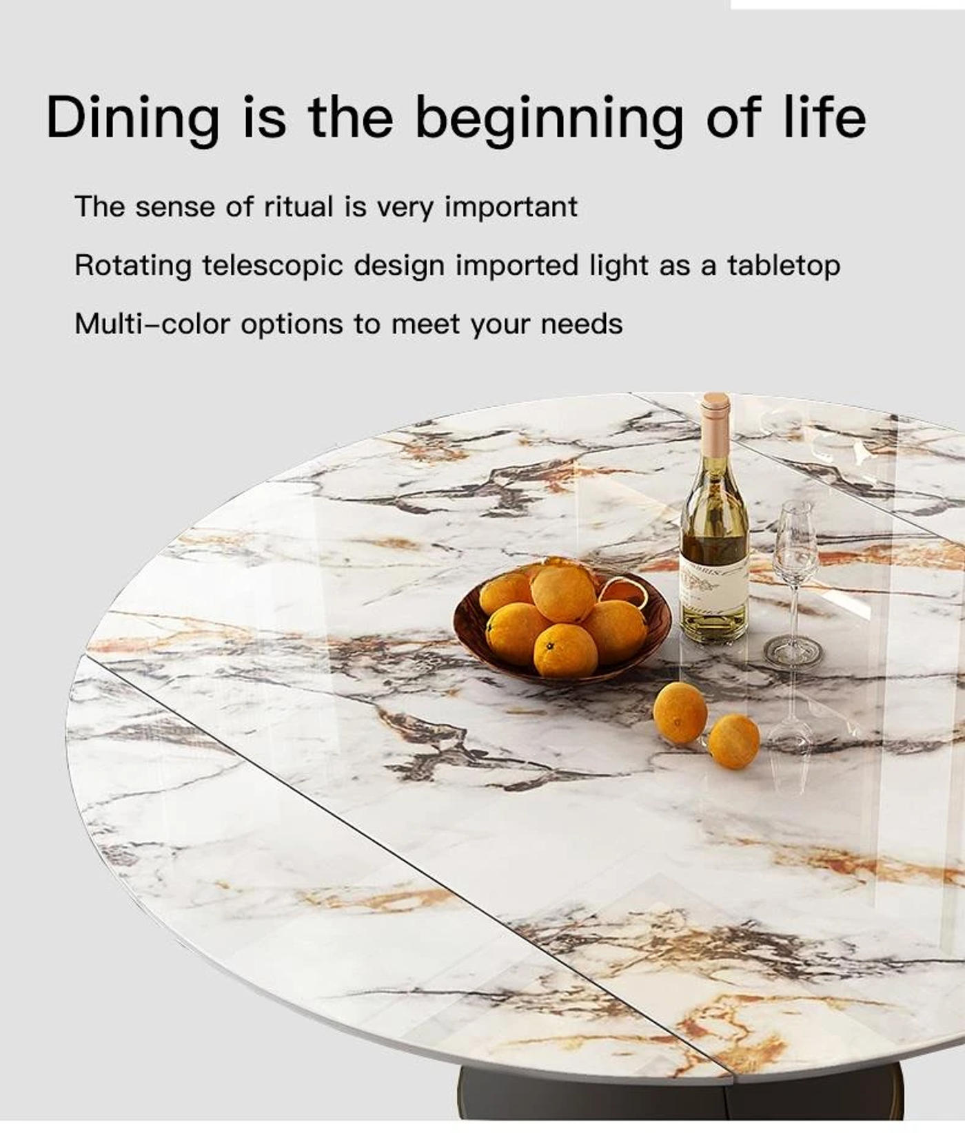 Description Picture 3 of itemNordic Style Extendable Tables With Turntable Kitchen Luxury Small Household Furniture Marble Round Dining Table Set 6 Chairs