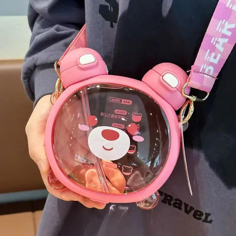 Description Picture 5 of item750MLCute Bear Kettle Straw Water Bottle Summer Tritan Straw Bottle Plastic Drinking Bottle Kawaii Children Water Cup for School