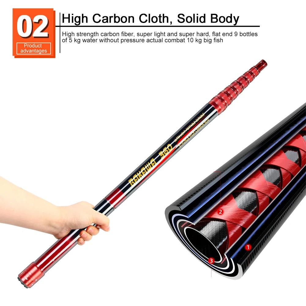 Description Picture 6 of itemBAKAWA Folding Fishing Net Telescopic Landing Net 4m3.6M Carp Carbon Fiber Fly Tools Sea Hand Dip Net Landing Net Accessorie