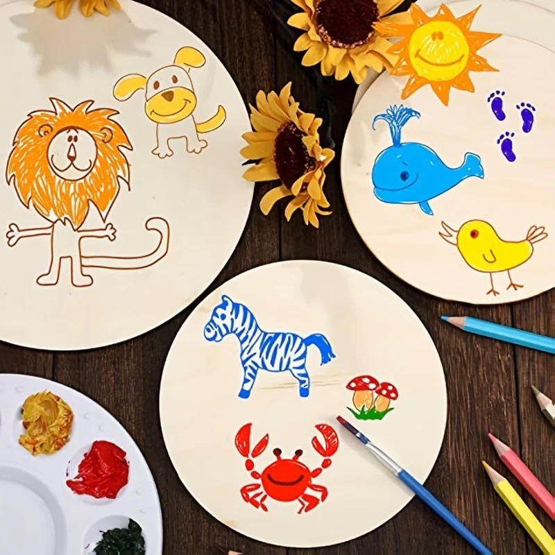 Description Picture 5 of item5pcs 6 Inch/ 8 Inch Wooden Circles Round For Crafts Christmas Blank Slices Discs For DIY Crafts Hanging Ornaments Painting