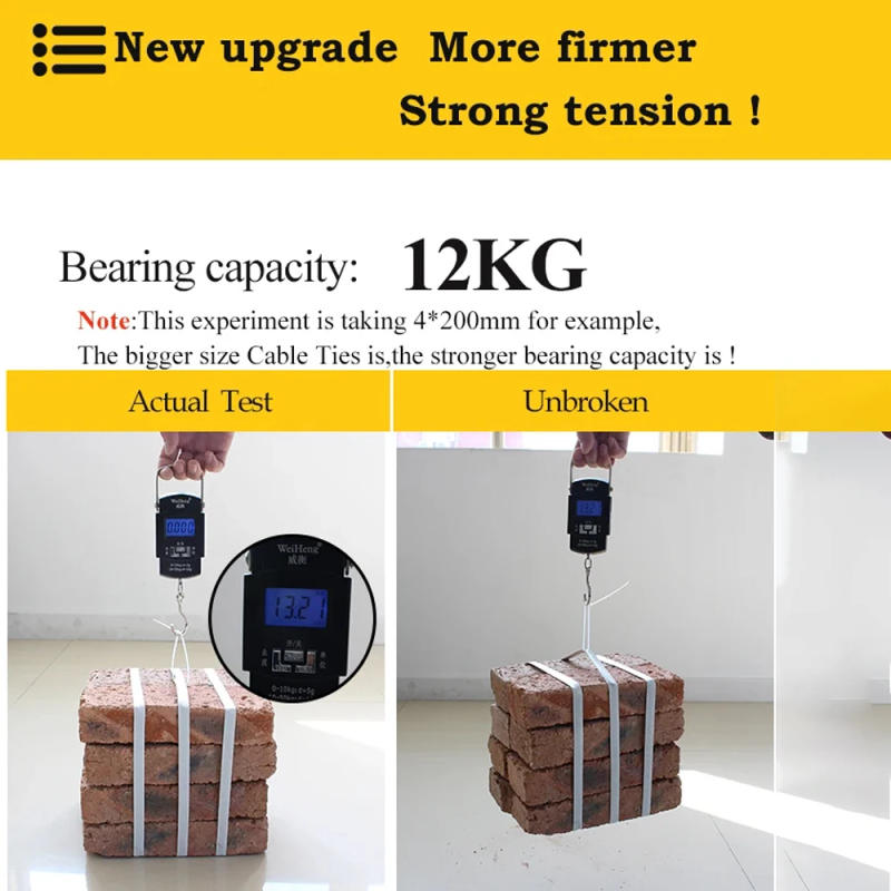 Description Picture 5 of item100-1500Pcs Self-locking Plastic Nylon Tie Black/white Zip Wraps Strap Nylon Cable Tie Fastening Strap for Indoor and Outdoor