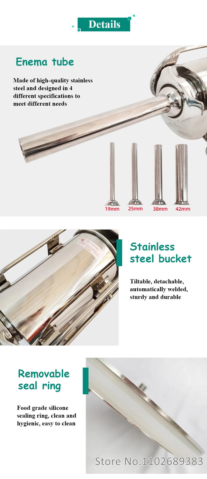 Description Picture 5 of itemManual Sausage Filler Stuffing Machine 2L/3L Enema Making Filling Machine Stainless Steel Food Processor