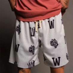 Summer new outdoor casual men's shorts loose fashion quarter pants mesh breathable quick drying fitness men's sports pants