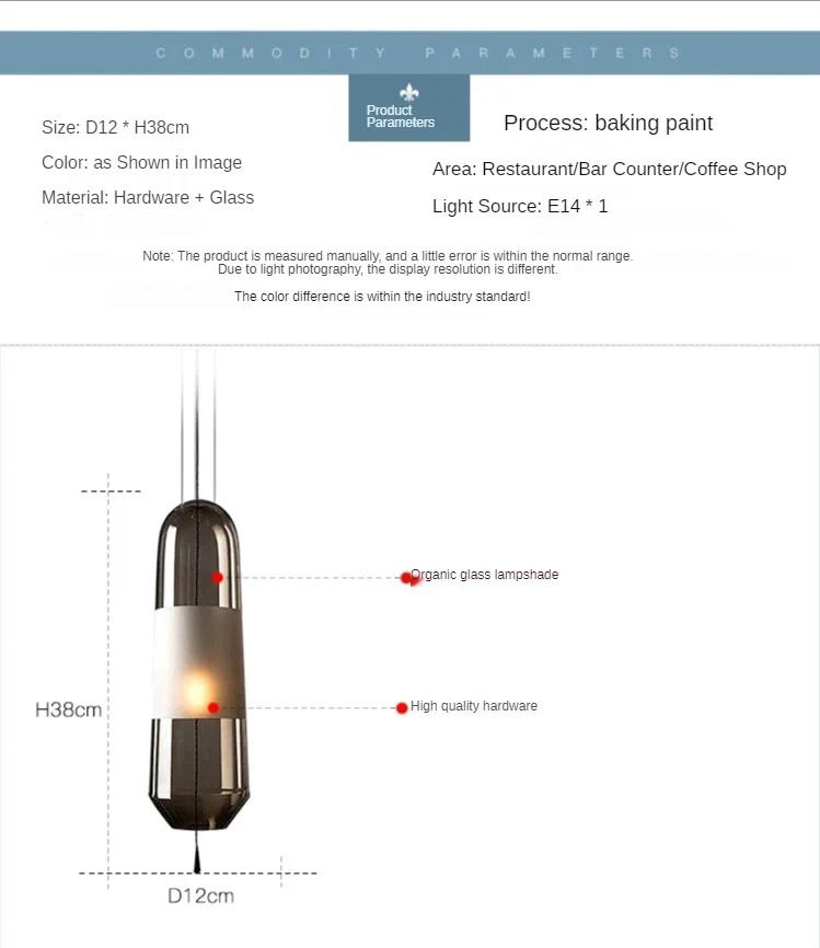 Description Picture 3 of itemDesign Glass Pendant Lights for Bedroom Bedside Restaurant Hotel Hanging Lamp Cafe Bar Modern Home Decoration Ceiling Lighting