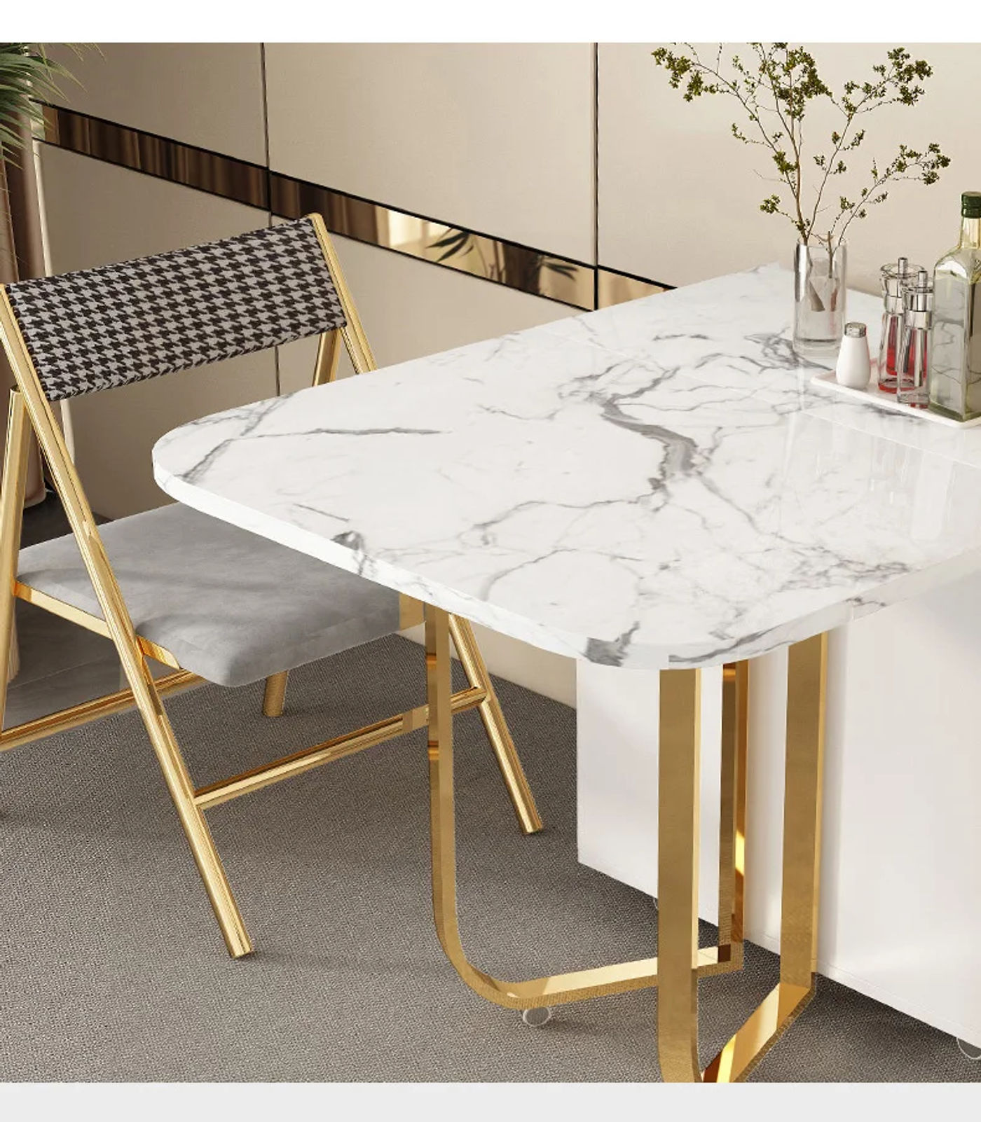 Description Picture 6 of itemFashion  Folding Dining Table Furniture Multifunctional Rectangle Movable Dining Table and Folding Chairs