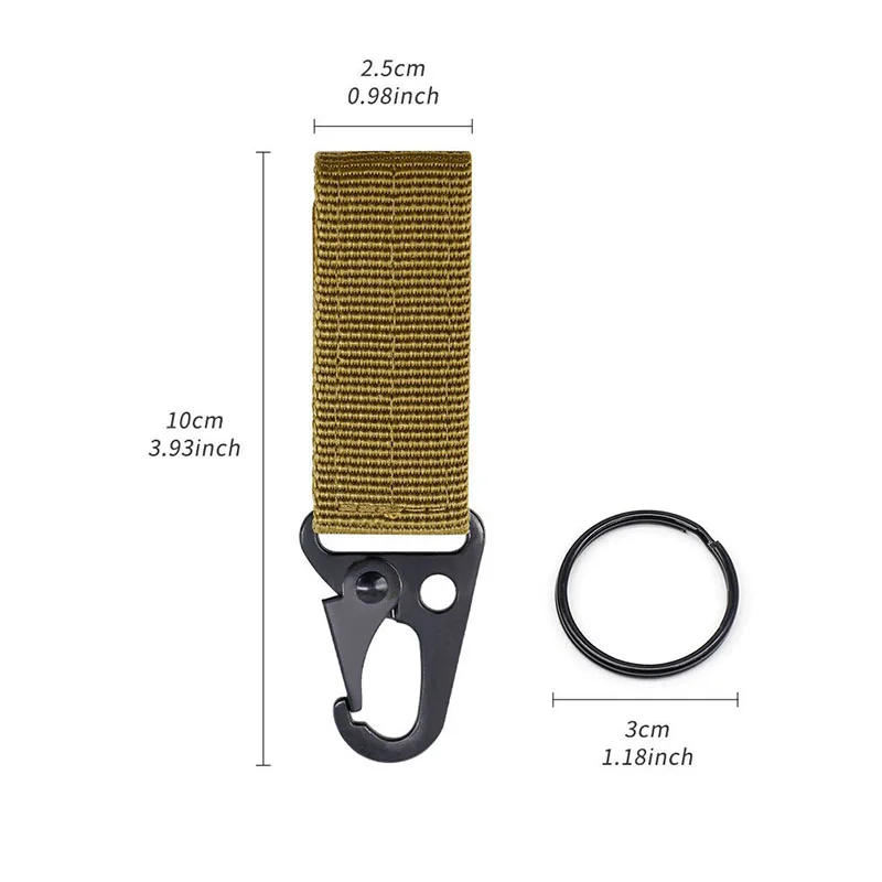 Description Picture 4 of item2pcs Tactical Hanging Buckle Molle Nylon Webbing Carabiner Belt Triangle Keychain for Outdoor Climbing Camping Tool Accessory