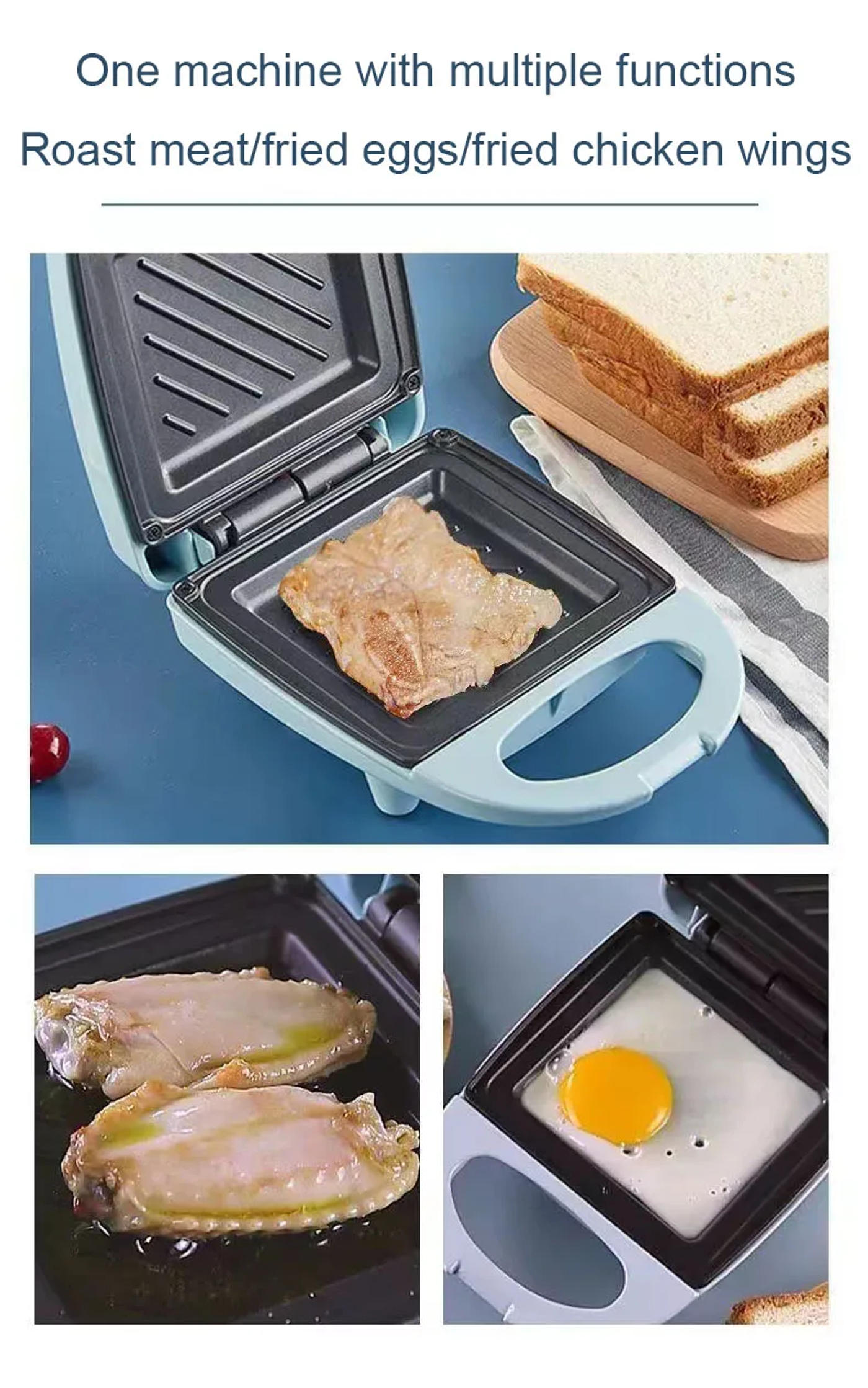 Description Picture 6 of itemDMWD Electric Sandwich Maker Mini Light Food Bread Muffin Breakfast Machine Egg Omelette Baking Pan Panini Grill Heater Oven EU