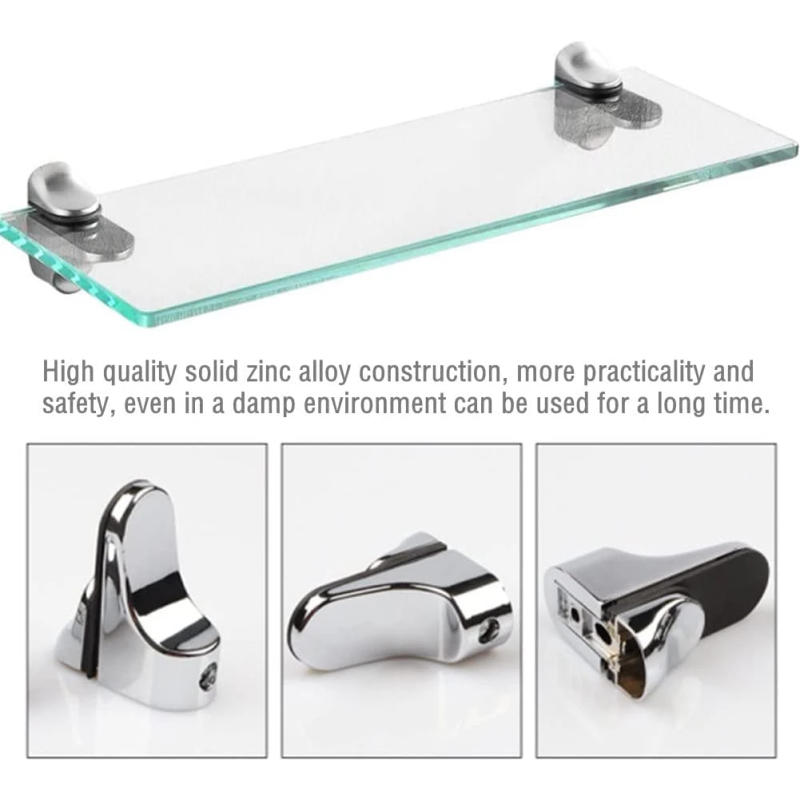 Description Picture 4 of item2pcs Adjustable Shelf Clamp Glass Shelf Support Plate Holder Bracket Zinc Alloy Wall Mount Fixed Plate Support Holder Clamp
