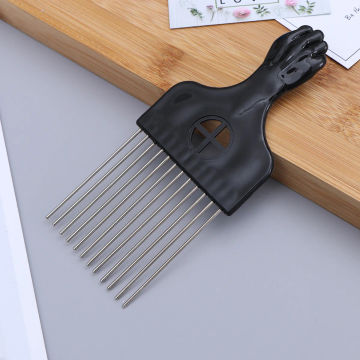 Afro Pick Comb Detangling Comb Hairdressing Rake Slick Styling Hair Brush Wide Braid Comb Metal Black 17x66x12cm