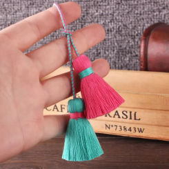 2/5Pcs Tassels Double Ended Cotton Thread Tassels Handmade Craft Tassels with Loops for DIY Crafts Jewelry Making