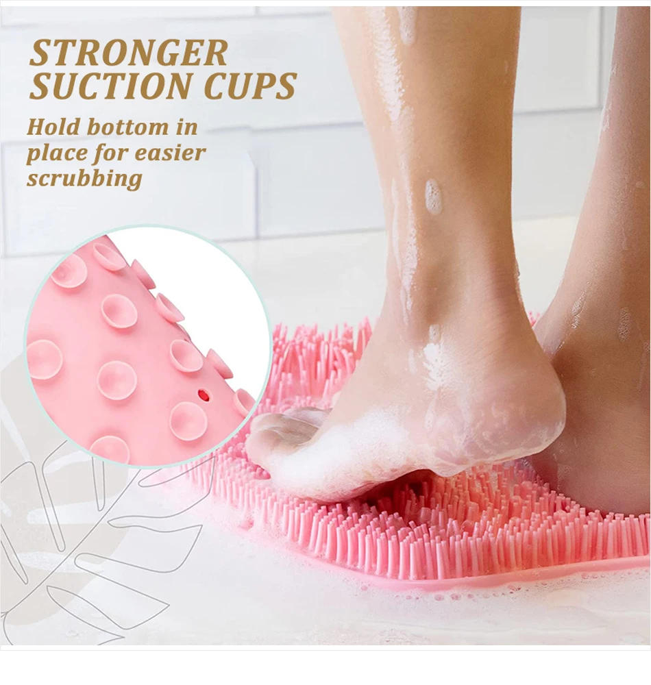 Description Picture 6 of itemSilicone Shower Foot Back Brush Bathroom Wash Foot Pad Massage Exfoliating Shower Mat with Suction Bath Massage Foot Brush Pad
