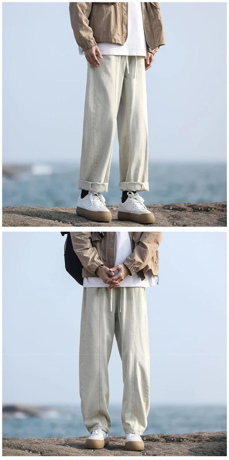 Description Picture 4 of itemNew Korean Fashion Baggy Jeans For Men Classic Drawstring Straight Denim Pants Y2K Vintage Jean Streetwear Wide-leg Trousers