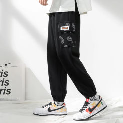 Early autumn knitted leggings for men's Korean version trendy loose cotton casual pants simple versatile men's pants M-4XL